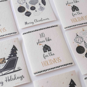 Mixed B&W Christmas Set of 3 (One of each design) Paper Towel Replacements | Swededishcloths