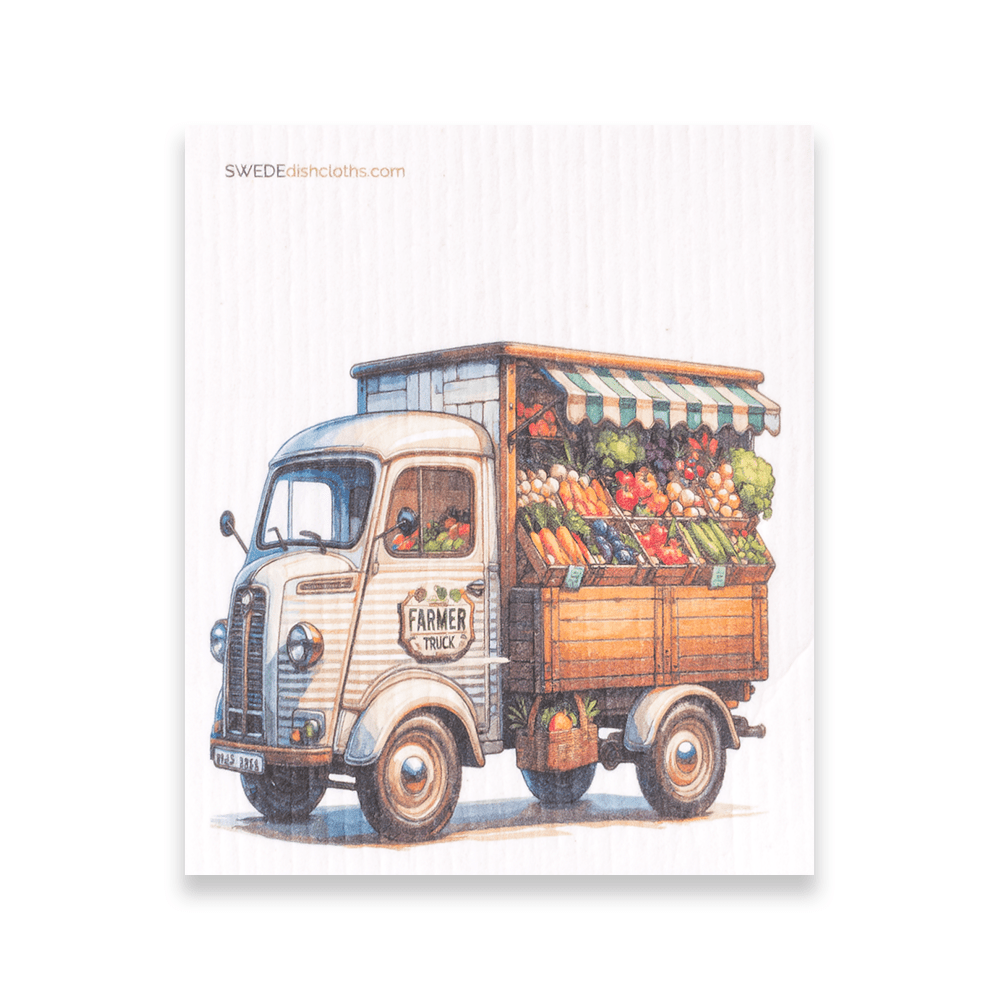 Eco-Friendly Swedish Dishcloths - Tan Produce Truck (Paper Towel Replacement) - SWEDEdishcloths.com