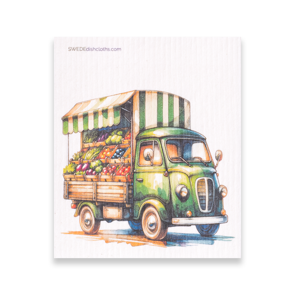 Eco-Friendly Swedish Dishcloths - Green Produce Truck (Paper Towel Replacement)