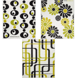 Modern Patterns Set of 3 cloths (One of each design) Swedish Dishcloths