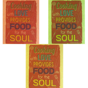 Food for the Soul Set of 3 cloths (One of each color) Swedish Dishcloths ECO Absorbent Cleaning
