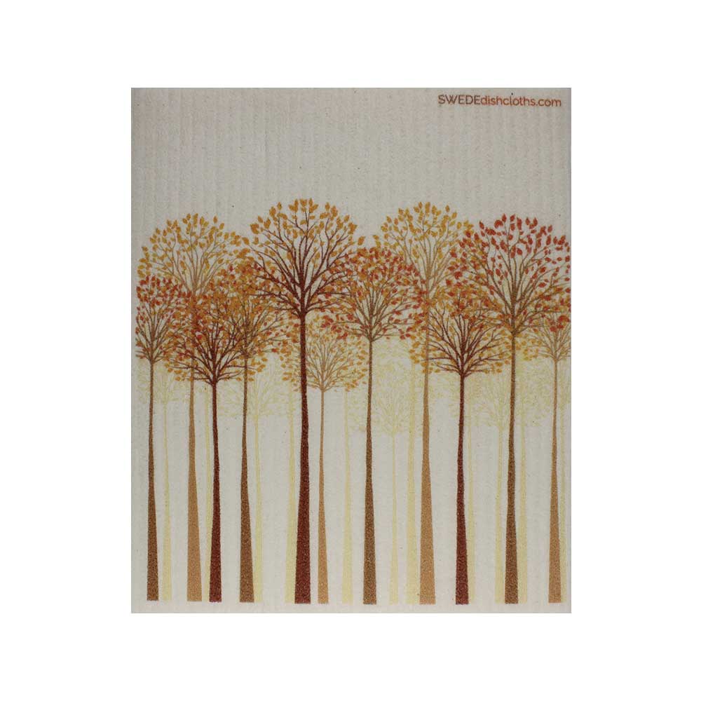 Swedish Dishcloths "Tall Autumn Trees" One Dishcloth | ECO Friendly Reusable Absorbent Cleaning Cloth