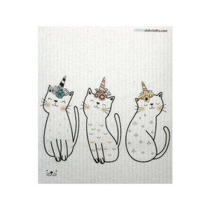 Mixed Caticorn Set of 3 cloths (One of each design) Swedish Dishcloths ECO  Absorbent Cleaning Cloth