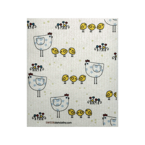 Chicken Family One Swedish Dishcloth - SWEDEdishcloths.com