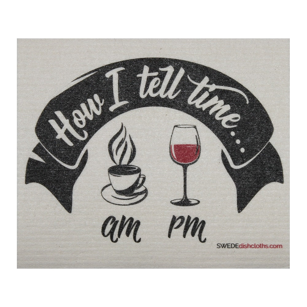 How I Tell Time Wine One Each Swedish Dishcloth | Eco Friendly Absorbent Cleaning Cloth | Reusable Cleaning Wipes - 1