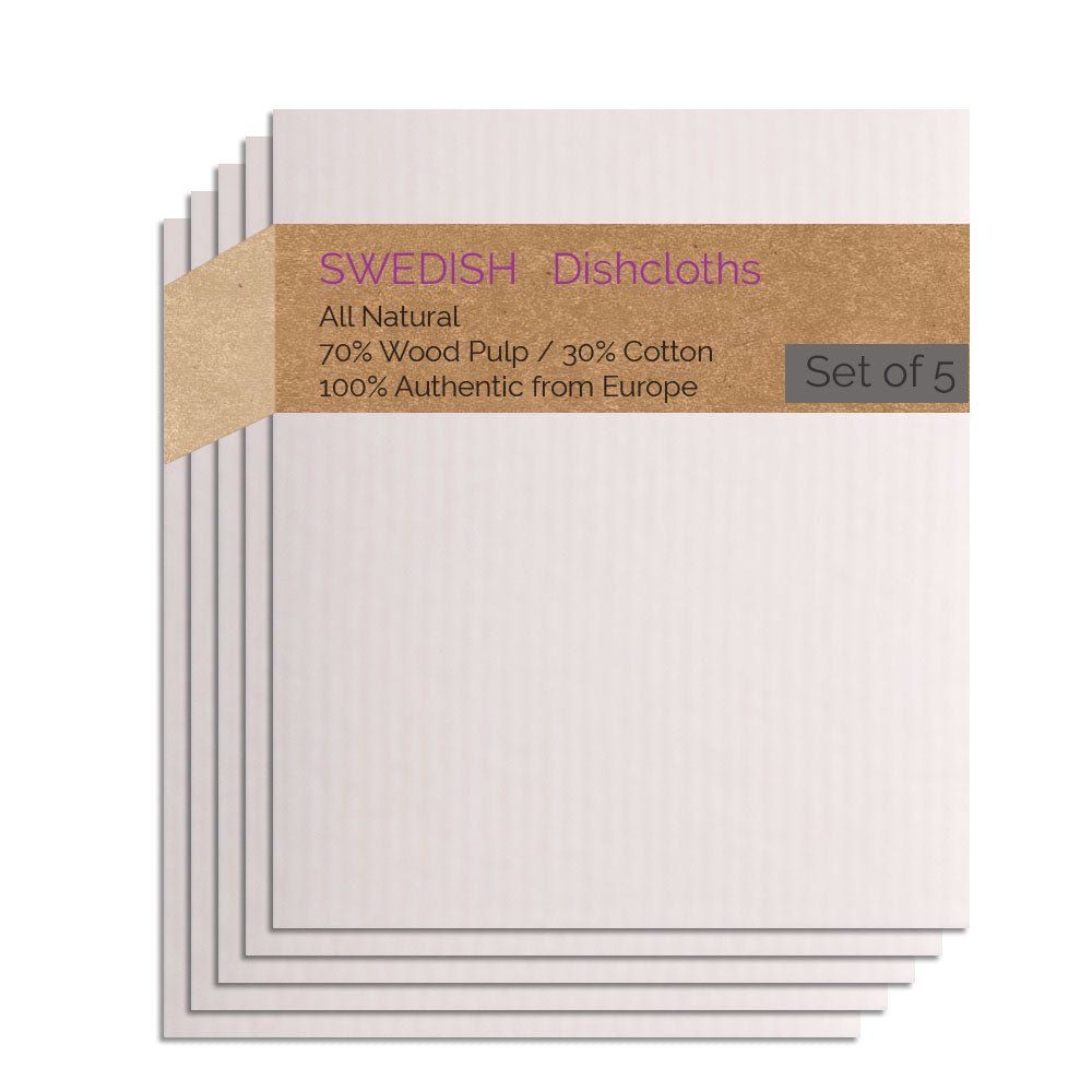 Swedish Dishcloth 5 Pack (Natural Color) Paper Towel Replacements | Swededishcloths - SWEDEdishcloths.com