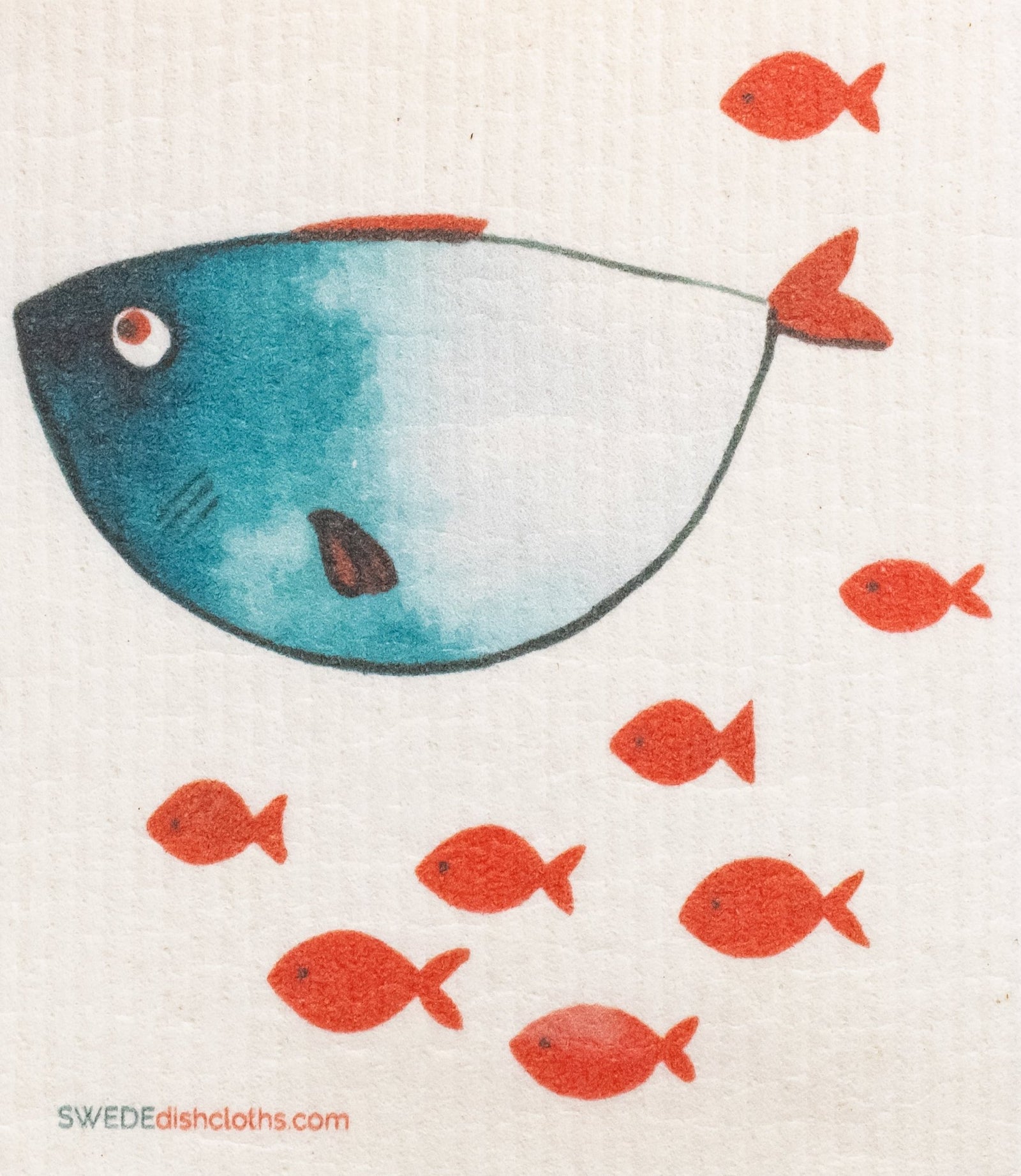 Swedish dishcloth Blue Fish Momma Single Spongecloth - SWEDEdishcloths.com