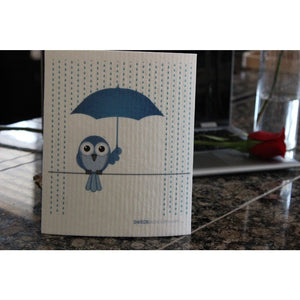 Swedish Dishcloth One Swedish Dishcloth Bluebird in Rain Design - SWEDEdishcloths.com