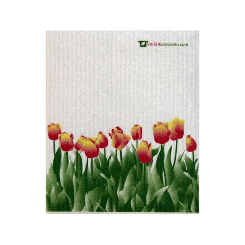 Swedish Dishcloth Orange Tulips - Single Cloth | Reusable - SWEDEdishcloths.com