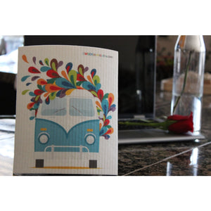 Swedish Dishcloth  Set of 3 each Swedish Dishcloths Hippie Bus Design