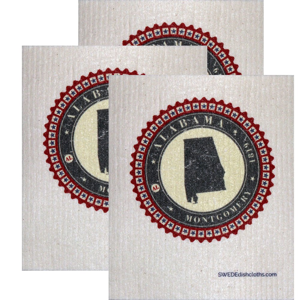 Swedish Dishcloth Set of 3 each Swedish Dishcloth Badge Design - Alabama - SWEDEdishcloths.com