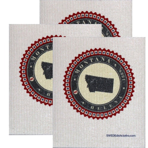 Swedish Dishcloth Set of 3 each Swedish Dishcloth Badge Design - Montana - SWEDEdishcloths.com