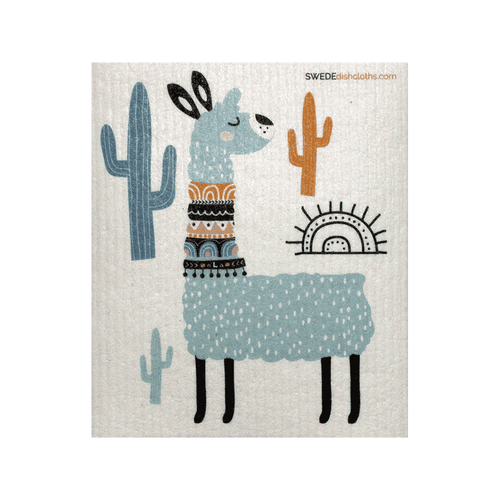 Turquoise Llama One Swedish Dishcloth - SWEDEdishcloths.com
