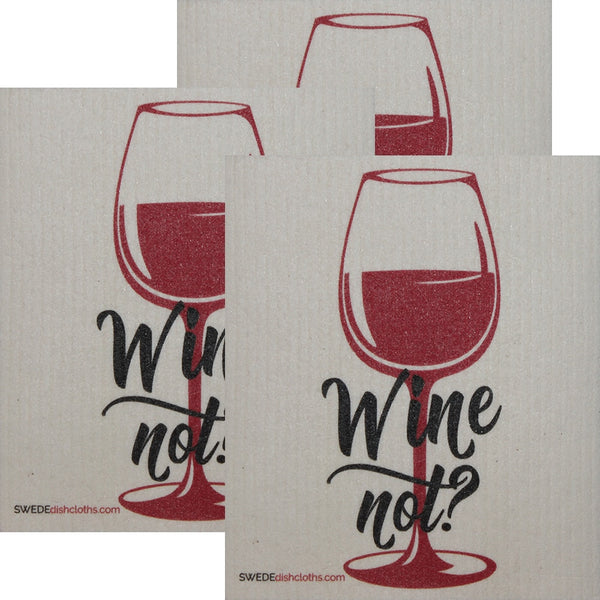 Wine Not? Set of 3 each Swedish Dishcloths | ECO Friendly Absorbent Cleaning Cloth | Reusable Cleaning Wipes
